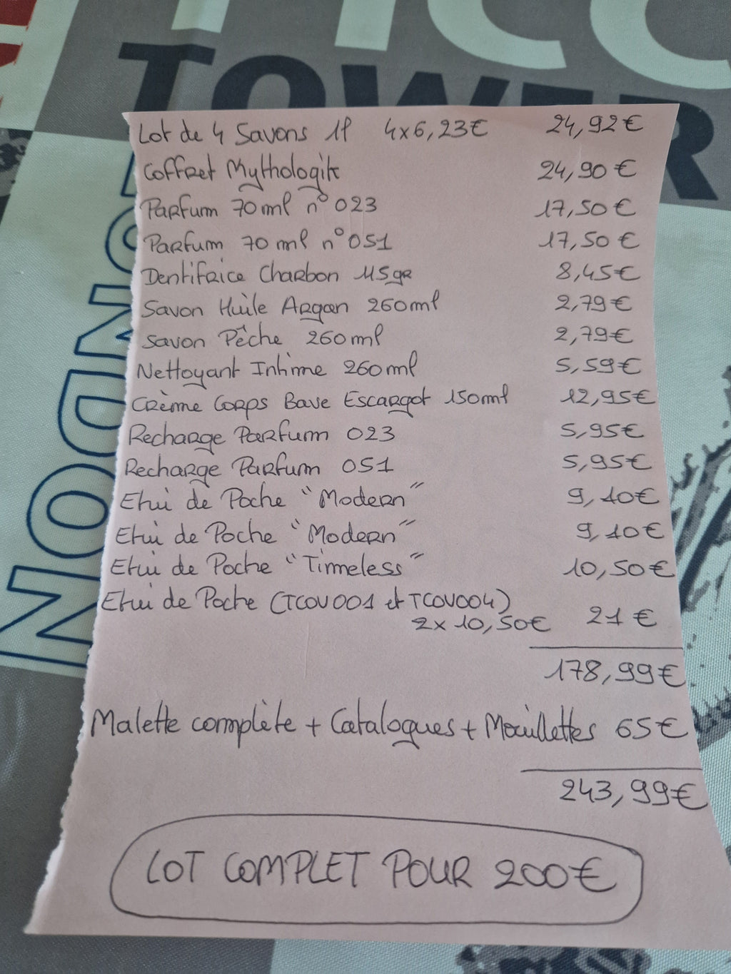 LOT DE PRODUITS CHOGAN