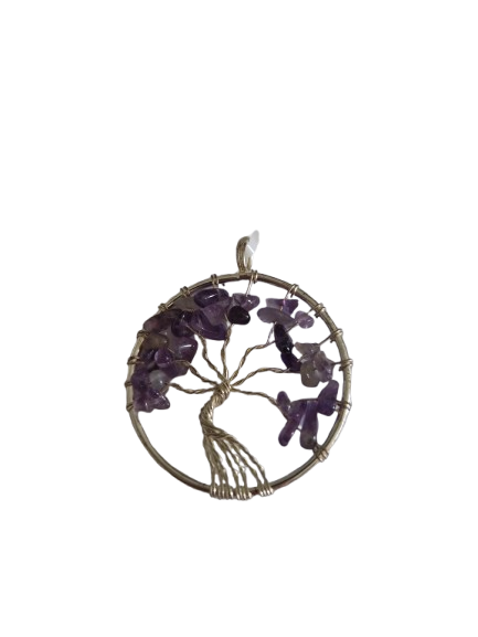 PENDENTIF ARBRE DE VIE ARGENTE - AMETHYSTE