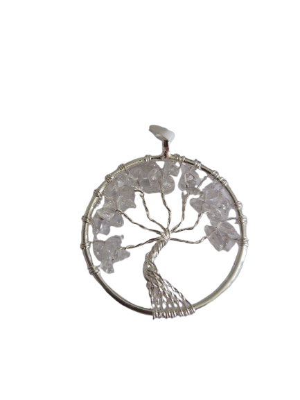 PENDENTIF ARBRE DE VIE ARGENTE - CRISTAL DE ROCHE